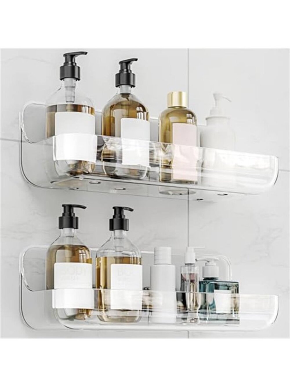 Clear Acrylic Floating Bathroom Shelves 2 Pack Wall Mounted Adhesive Storage